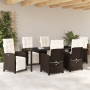 Juego de comedor de jardín de 7 piezas con cojines de ratán