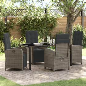 Conjunto de Comedor para Jardín de 5 Piezas con Cojines de