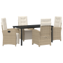 Conjunto de comedor de jardín de 5 piezas con cojines de ratán sintético beige de , Sillas de jardín - Ref: Foro24-3380333, P...