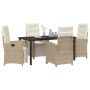 Conjunto de comedor de jardín de 5 piezas con cojines de ratán sintético beige de , Sillas de jardín - Ref: Foro24-3380333, P...