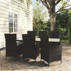 Garden dining set 7 pieces black synthetic rattan by vidaXL, Garden sets - Ref: Foro24-3094869, Price: 558,32 €, Discount: %