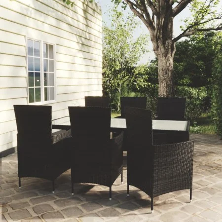 Garden dining set 7 pieces black synthetic rattan by vidaXL, Garden sets - Ref: Foro24-3094869, Price: 558,32 €, Discount: %