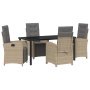 Juego de comedor de jardín de 5 piezas con cojines de ratán poliéster beige de , Sillas de jardín - Ref: Foro24-3380340, Prec...