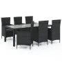 Garden dining set 7 pieces black synthetic rattan by vidaXL, Garden sets - Ref: Foro24-3094869, Price: 558,32 €, Discount: %