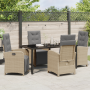Juego de comedor de jardín de 5 piezas con cojines de ratán poliéster beige de , Sillas de jardín - Ref: Foro24-3380340, Prec...