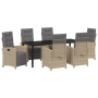 Conjunto de comedor de jardín de 7 piezas con cojines de ratán poliéster beige de , Sillas de jardín - Ref: Foro24-3380342, P...