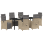 Conjunto de comedor de jardín de 7 piezas con cojines de ratán poliéster beige de , Sillas de jardín - Ref: Foro24-3380342, P...