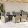 Conjunto de comedor de jardín de 7 piezas con cojines de ratán poliéster beige de , Sillas de jardín - Ref: Foro24-3380342, P...