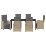 Conjunto de comedor de jardín de 7 piezas con cojines de ratán poliéster beige de , Sillas de jardín - Ref: Foro24-3380342, P...