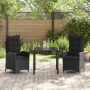 Set de Comedor de Jardín de 3 Piezas con Cojines Ratán Poliéster Negro | Foro24.es | Tu tienda online para hogar, jardín y más Foro24.es