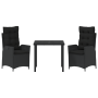 Set de Comedor de Jardín de 3 Piezas con Cojines Ratán Poliéster Negro | Foro24.es | Tu tienda online para hogar, jardín y más Foro24.es