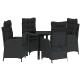 Set de Comedor de Jardín de 5 Piezas con Cojines - Poliratán Negro de , Sillas de jardín - Ref: Foro24-3380485, Precio: 510,55 €