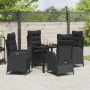 Set de Comedor de Jardín de 5 Piezas con Cojines - Poliratán Negro de , Sillas de jardín - Ref: Foro24-3380485, Precio: 510,55 €