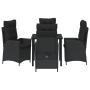 Set de Comedor de Jardín de 5 Piezas con Cojines - Poliratán Negro de , Sillas de jardín - Ref: Foro24-3380485, Precio: 510,55 €