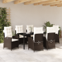 Juego de Comedor Jardín de 7 Piezas con Cojines Marrón Poliratán de , Sillas de jardín - Ref: Foro24-3380495, Precio: 810,53 €
