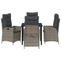 Set de Comedor de Jardín de 5 Piezas con Cojines Gris Poliratán | Foro24.es | Tu tienda online para hogar, jardín y más Foro24.es