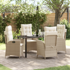 Set de Comedor de Jardín de 5 Piezas con Cojines Beige Poliratán de , Sillas de jardín - Ref: Foro24-3380507, Precio: 556,37 ...