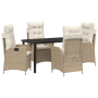 Set de Comedor de Jardín de 5 Piezas con Cojines Beige Poliratán de , Sillas de jardín - Ref: Foro24-3380507, Precio: 556,37 ...