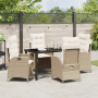 Set de Comedor de Jardín de 5 Piezas con Cojines Beige Poliratán de , Sillas de jardín - Ref: Foro24-3380507, Precio: 556,37 ...