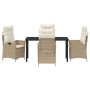 Set de Comedor de Jardín de 5 Piezas con Cojines Beige Poliratán de , Sillas de jardín - Ref: Foro24-3380507, Precio: 556,37 ...