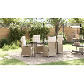 Set de Comedor de Jardín de 5 Piezas con Cojines Beige Poliratán de , Sillas de jardín - Ref: Foro24-3380508, Precio: 570,88 ...
