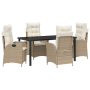 Set de Comedor de Jardín de 5 Piezas con Cojines Beige Poliratán de , Sillas de jardín - Ref: Foro24-3380508, Precio: 570,88 ...