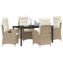Set de Comedor de Jardín de 5 Piezas con Cojines Beige Poliratán de , Sillas de jardín - Ref: Foro24-3380508, Precio: 570,88 ...