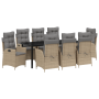 Conjunto de Comedor de Jardín de 9 Piezas con Cojines Beige