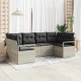 Conjunto de sofá de jardín 6 pcs Gris claro Poliratán