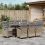Conjunto de Comedor de Jardín de 9 Piezas con Cojines Beige