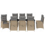 Conjunto de Comedor de Jardín de 9 Piezas con Cojines Beige