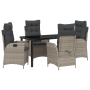 Set de Comedor de Jardín de 5 Piezas con Cojines Gris Claro Poliratán de , Sillas de jardín - Ref: Foro24-3380521, Precio: 53...