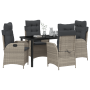 Set de Comedor de Jardín de 5 Piezas con Cojines Gris Claro Poliratán de , Sillas de jardín - Ref: Foro24-3380521, Precio: 53...