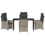 Set de Comedor de Jardín de 5 Piezas con Cojines Gris Claro Poliratán de , Sillas de jardín - Ref: Foro24-3380521, Precio: 53...