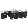 Conjunto de comedor de jardín de 9 piezas con cojines ratán