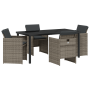 Conjunto de Comedor de Jardín de 5 Piezas con Cojines Ratán Poly Gris | Foro24.es | Tu tienda online para hogar, jardín y más Foro24.es