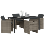 Conjunto de Comedor de Jardín de 5 Piezas con Cojines Ratán Poly Gris | Foro24.es | Tu tienda online para hogar, jardín y más Foro24.es