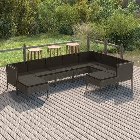 9-piece garden furniture set and gray synthetic rattan cushions by vidaXL, Garden sets - Ref: Foro24-3094434, Price: 945,25 €...