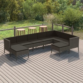9-teiliges Gartenmöbel-Set und graue synthetische Rattankissen von vidaXL, Gartensets - Ref: Foro24-3094434, Preis: 857,99 €,...