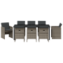 Juego de comedor de jardín de 9 piezas con cojines gris poliratán de , Sillas de jardín - Ref: Foro24-3380600, Precio: 468,80 €