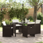Set de Comedor de Jardín de 5 Piezas con Cojines de Poliratán Marrón de , Sillas de jardín - Ref: Foro24-3380602, Precio: 273...