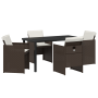 Set de Comedor de Jardín de 5 Piezas con Cojines de Poliratán Marrón de , Sillas de jardín - Ref: Foro24-3380602, Precio: 273...