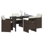 Set de Comedor de Jardín de 5 Piezas con Cojines de Poliratán Marrón de , Sillas de jardín - Ref: Foro24-3380602, Precio: 273...