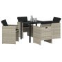 Juego de Comedor de Jardín de 5 Piezas con Cojines Gris Claro Ratán Sintético | Foro24.es | Tu tienda online para hogar, jardín y más Foro24.es