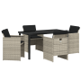 Juego de Comedor Jardín de 5 Piezas con Cojines Gris Claro Ratán Sintético de , Sillas de jardín - Ref: Foro24-3380610, Preci...