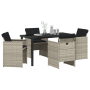 Juego de Comedor Jardín de 5 Piezas con Cojines Gris Claro Ratán Sintético de , Sillas de jardín - Ref: Foro24-3380610, Preci...