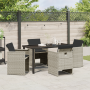 Juego de Comedor Jardín de 5 Piezas con Cojines Gris Claro Ratán Sintético de , Sillas de jardín - Ref: Foro24-3380610, Preci...