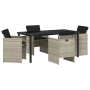 Set de Comedor de Jardín de 5 Piezas con Cojines Gris Claro Poliratán de , Sillas de jardín - Ref: Foro24-3380611, Precio: 28...