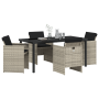 Set de Comedor de Jardín de 5 Piezas con Cojines Gris Claro Poliratán de , Sillas de jardín - Ref: Foro24-3380611, Precio: 28...