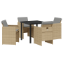 Conjunto de Comedor de Jardín de 5 Piezas con Cojines en Poliratán Beige | Foro24.es | Tu tienda online para hogar, jardín y más Foro24.es